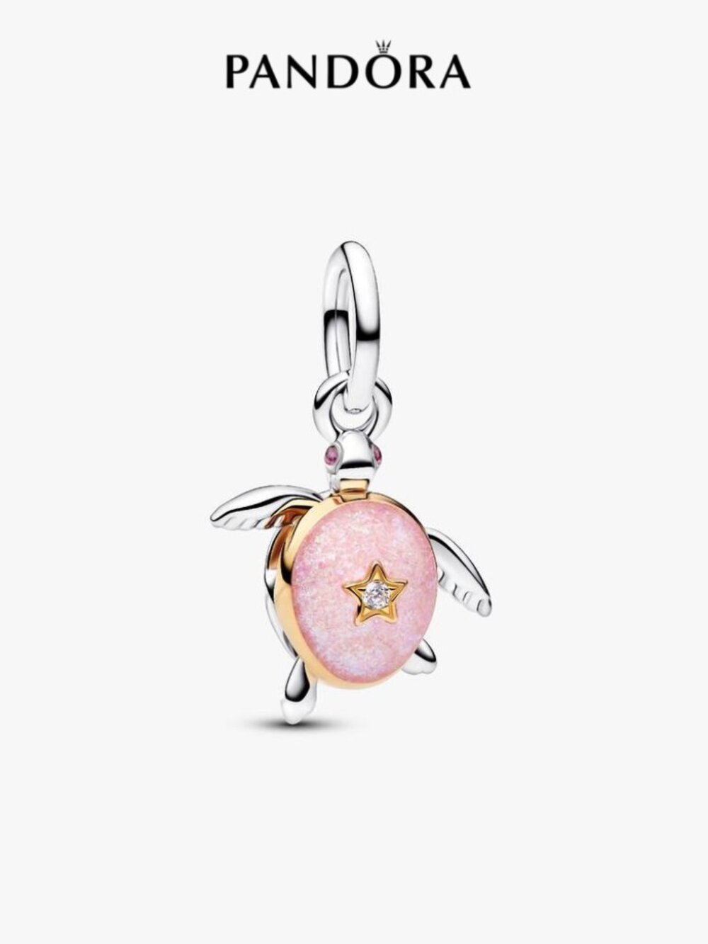 Pandora  Pink Sea Turtle Lab-grown Diamond Dangle Charm
